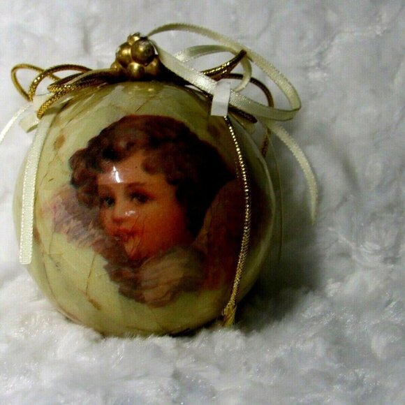 Victorian Angel Christmas Bulb Glazed Paper - Picture 2 of 5